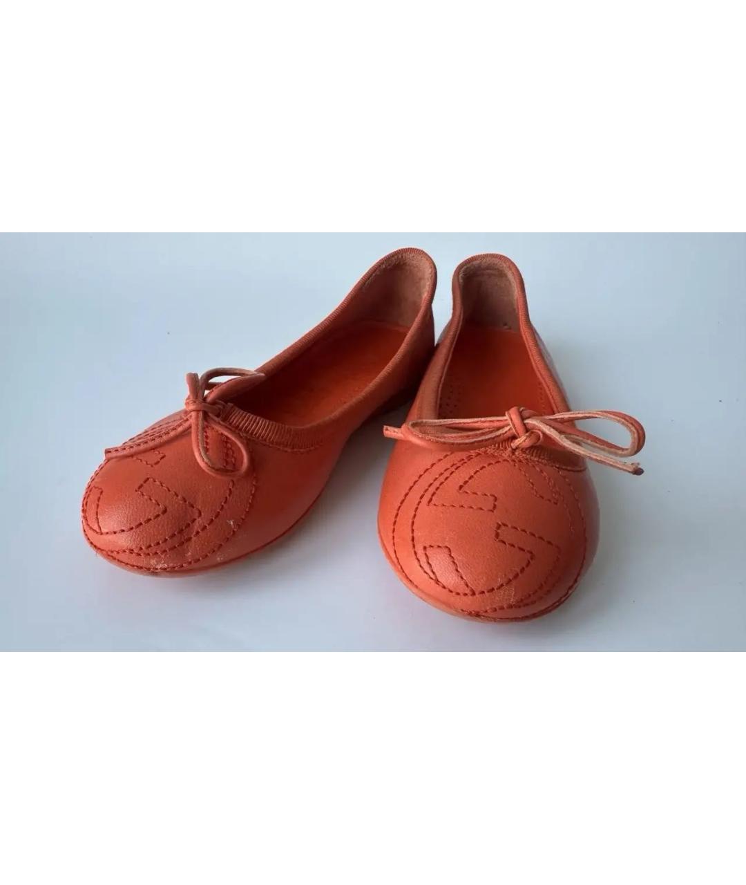 GUCCI KIDS Оранжевые кожаные балетки, фото 3