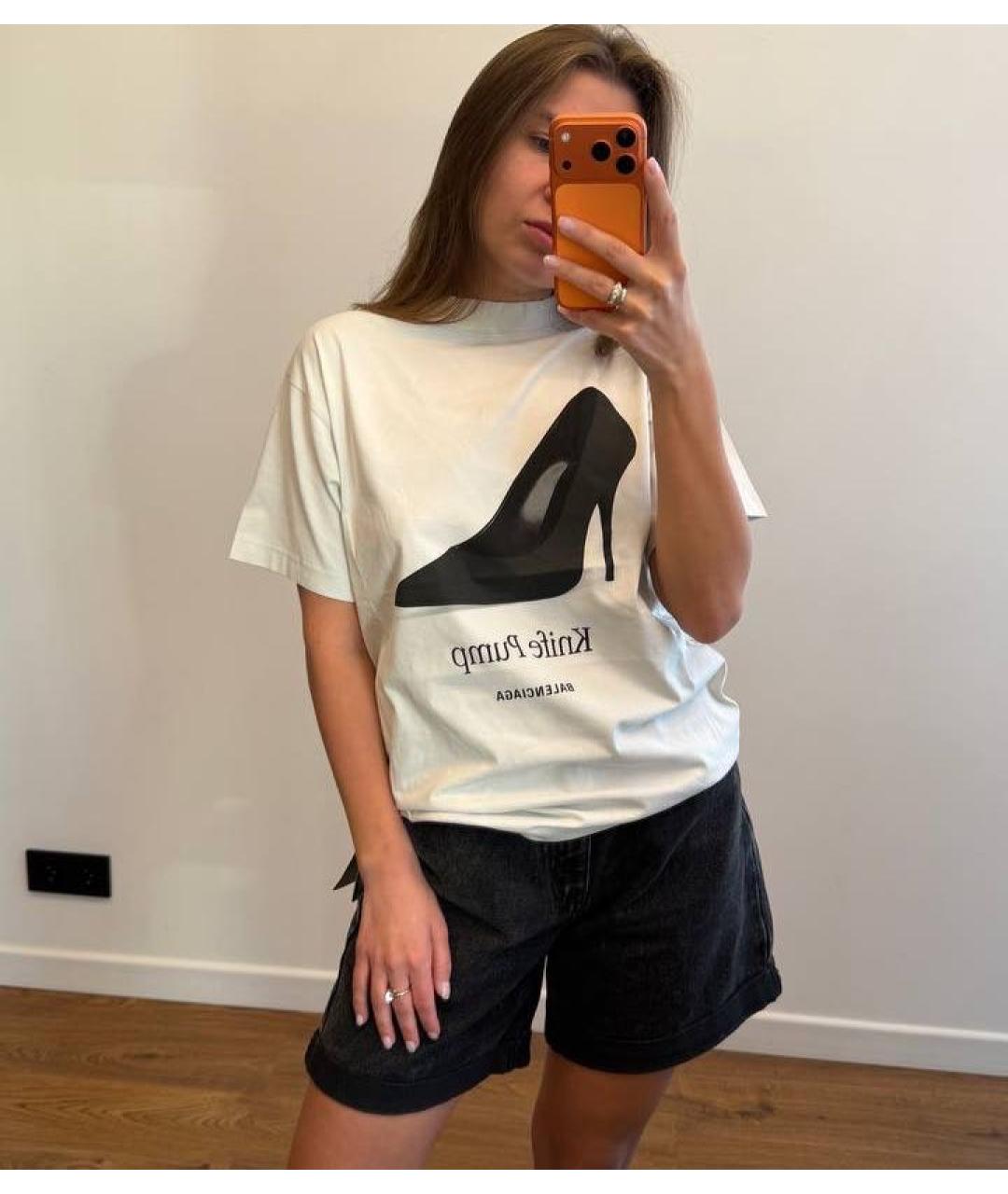 BALENCIAGA Бежевая хлопковая футболка, фото 3