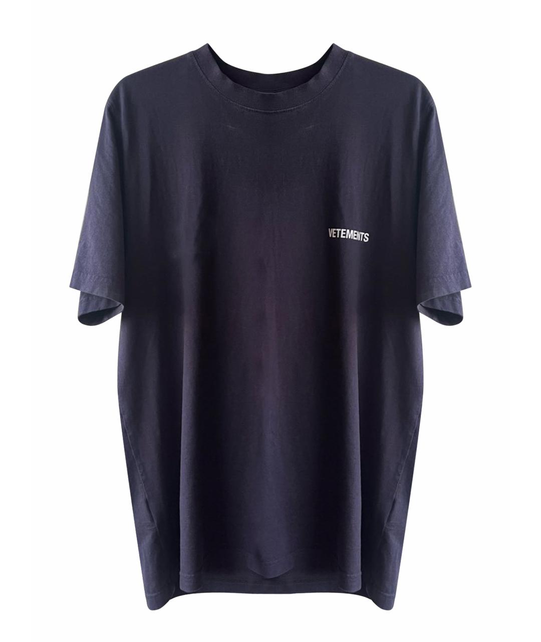 VETEMENTS Темно-синяя хлопковая футболка, фото 1