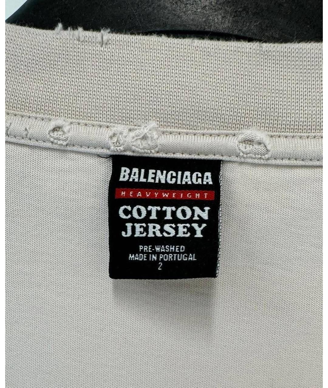 BALENCIAGA Бежевая хлопковая футболка, фото 4
