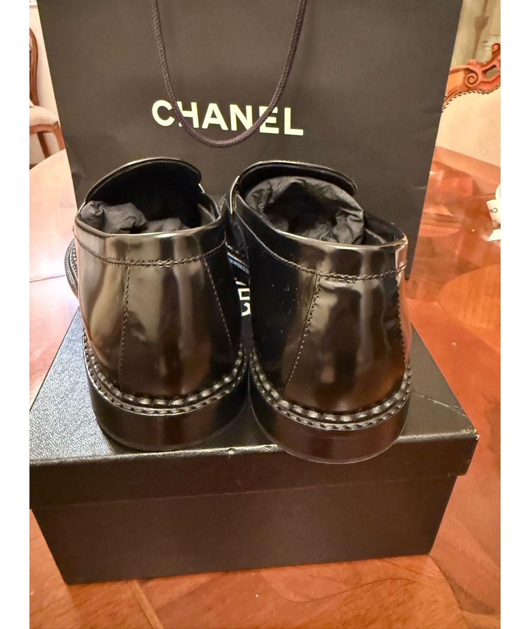 CHANEL Черные кожаные лоферы, фото 4