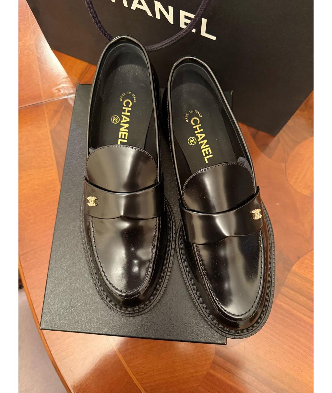 CHANEL Черные кожаные лоферы, фото 2