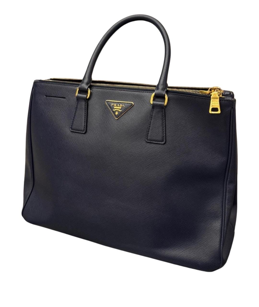 PRADA Темно-синяя кожаная сумка с короткими ручками, фото 1
