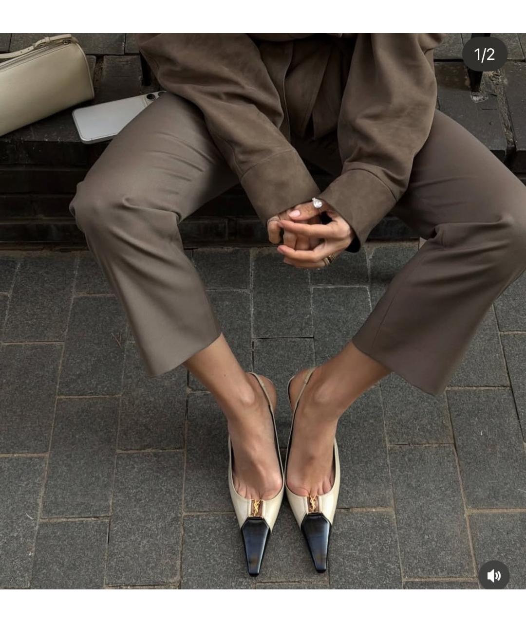 SAINT LAURENT Белые кожаные туфли, фото 7