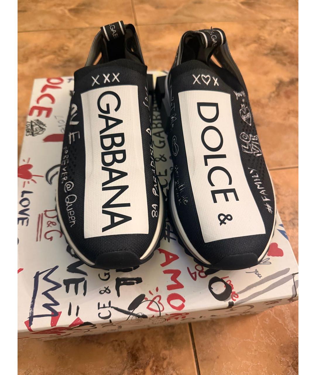 DOLCE&GABBANA Черные текстильные кроссовки, фото 4