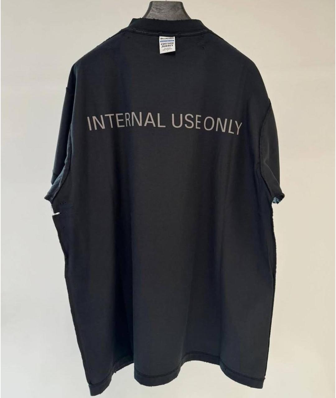 BALENCIAGA Черная хлопковая футболка, фото 3