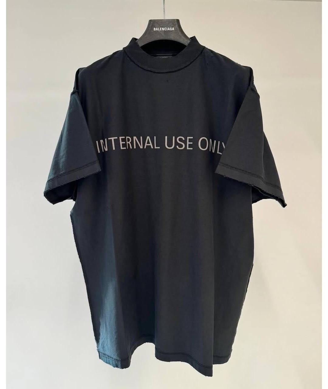 BALENCIAGA Черная хлопковая футболка, фото 2