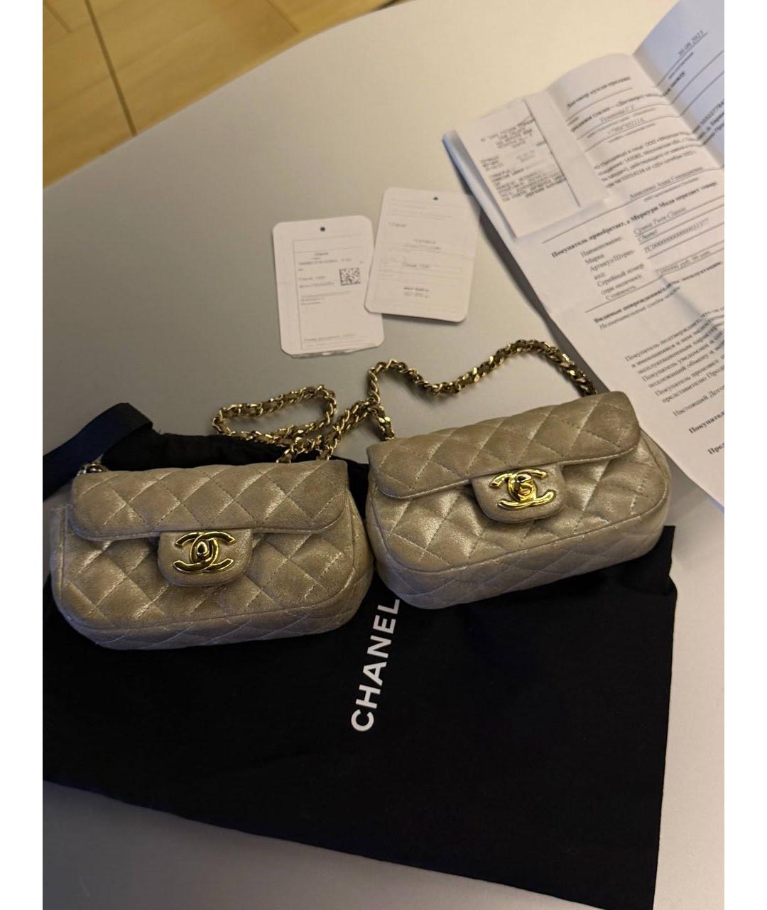 CHANEL Бежевая кожаная сумка через плечо, фото 7
