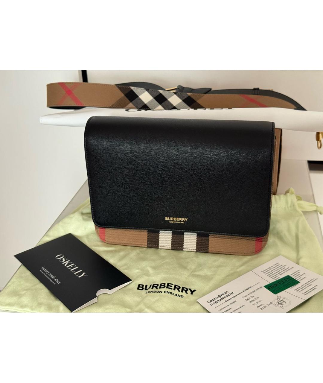 BURBERRY Черная кожаная сумка через плечо, фото 2