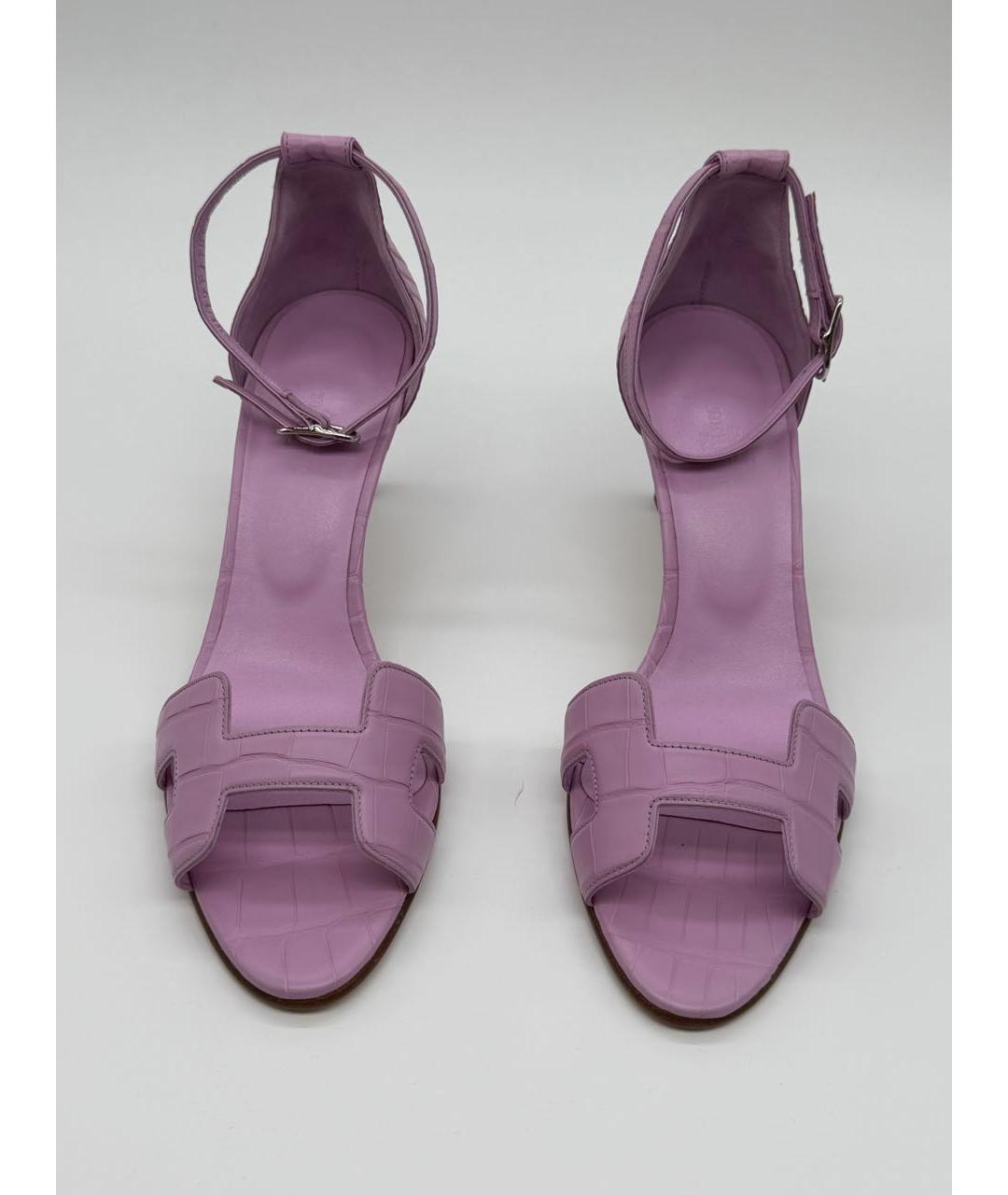HERMES Фиолетовые туфли из экзотической кожи, фото 3
