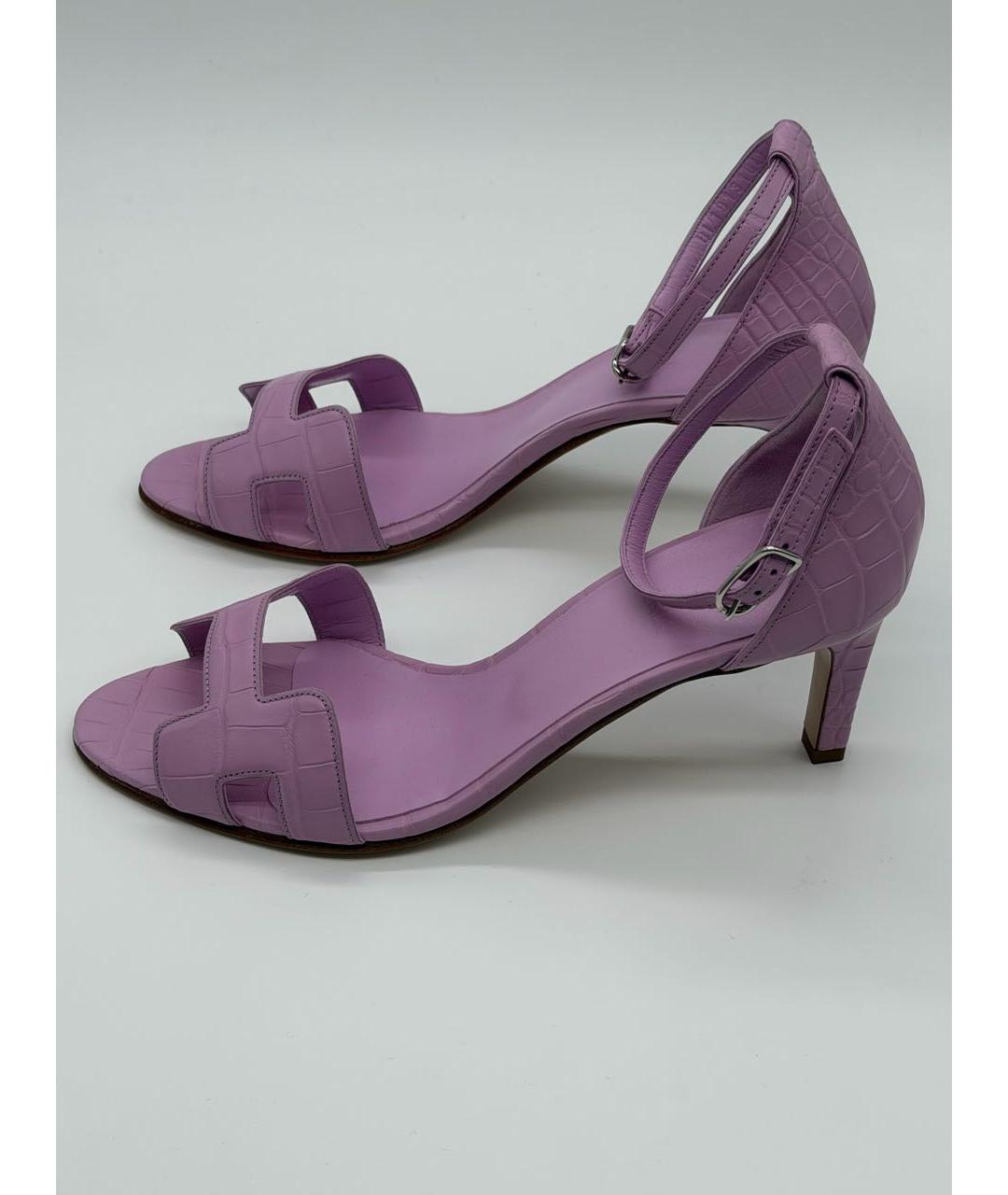 HERMES Фиолетовые туфли из экзотической кожи, фото 5
