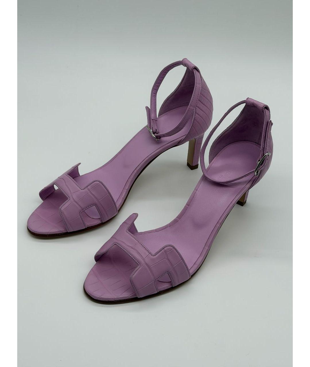 HERMES Фиолетовые туфли из экзотической кожи, фото 2