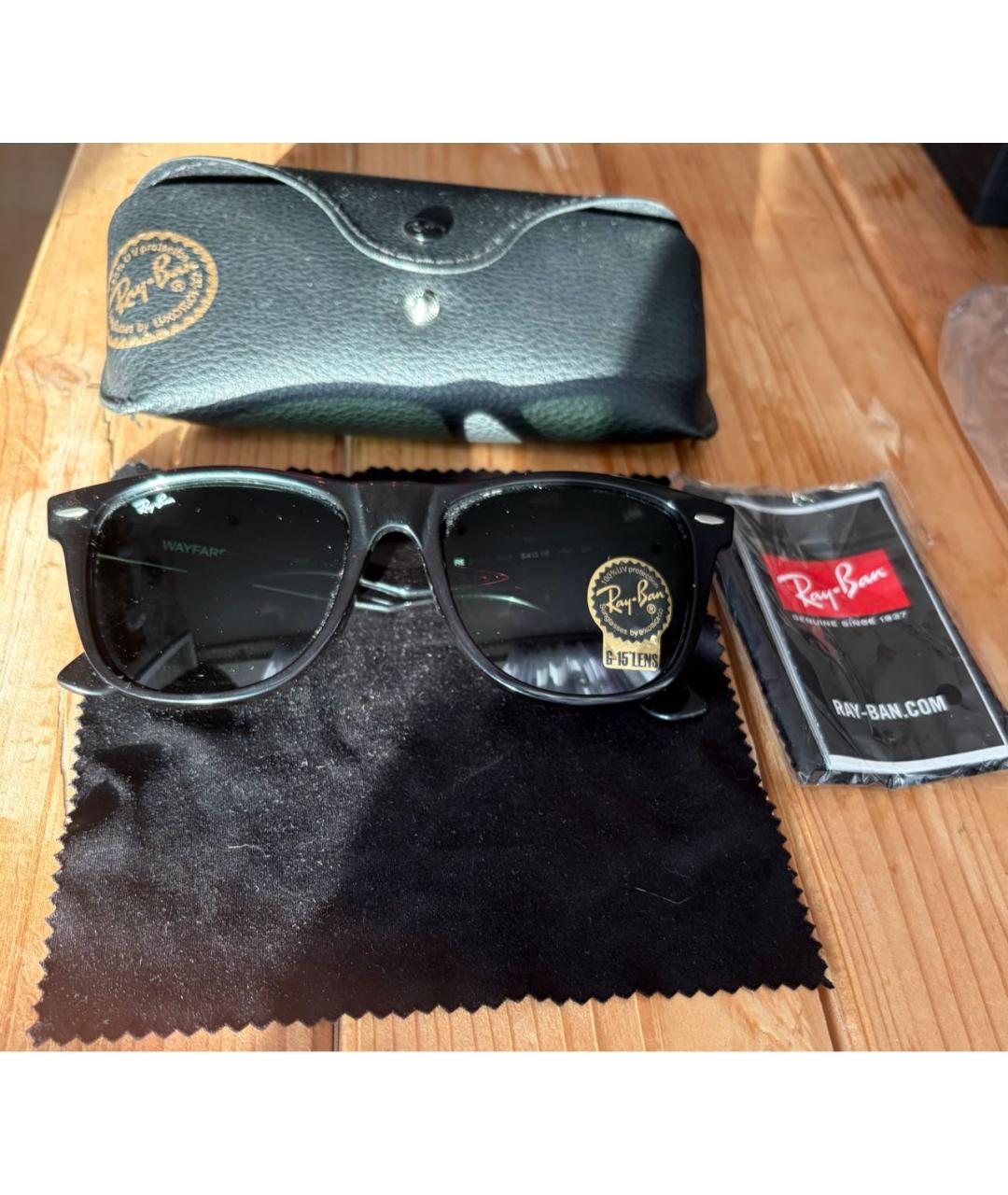 RAY BAN Черные пластиковые солнцезащитные очки, фото 4