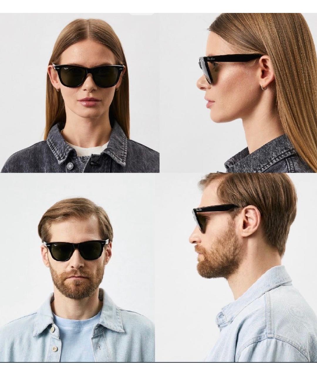 RAY BAN Черные пластиковые солнцезащитные очки, фото 5