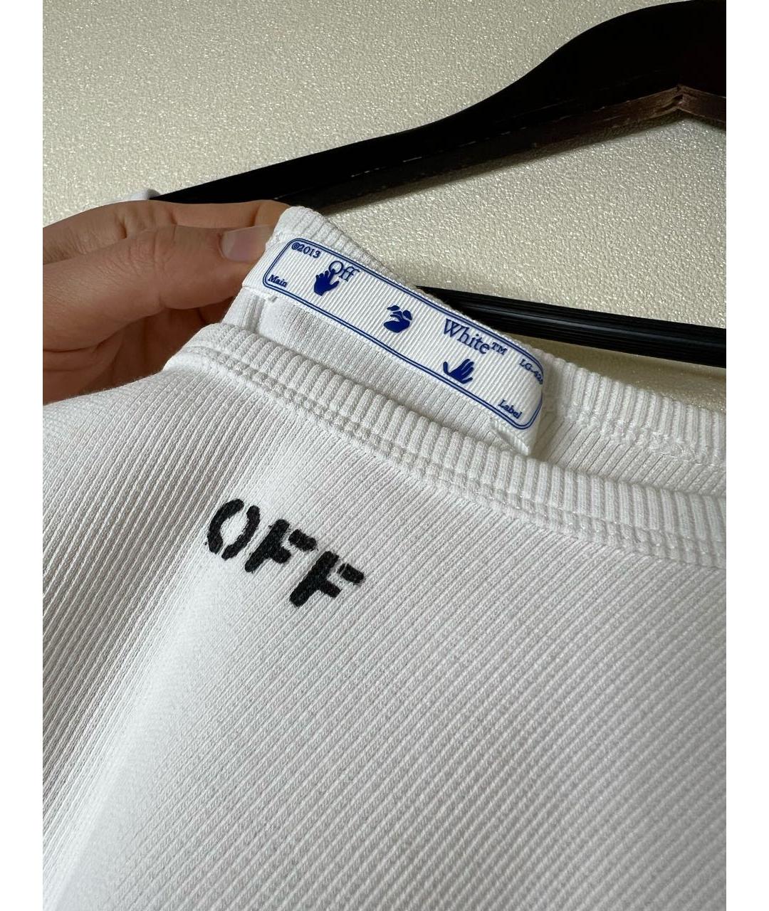 OFF-WHITE Белая хлопко-эластановая майка, фото 7