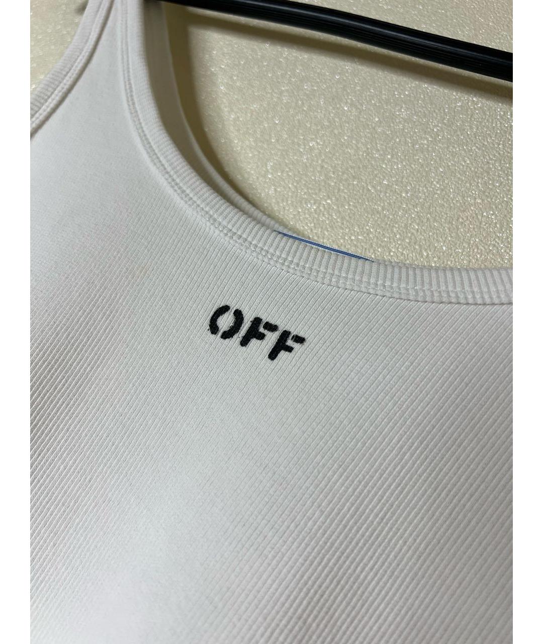 OFF-WHITE Белая хлопко-эластановая майка, фото 5