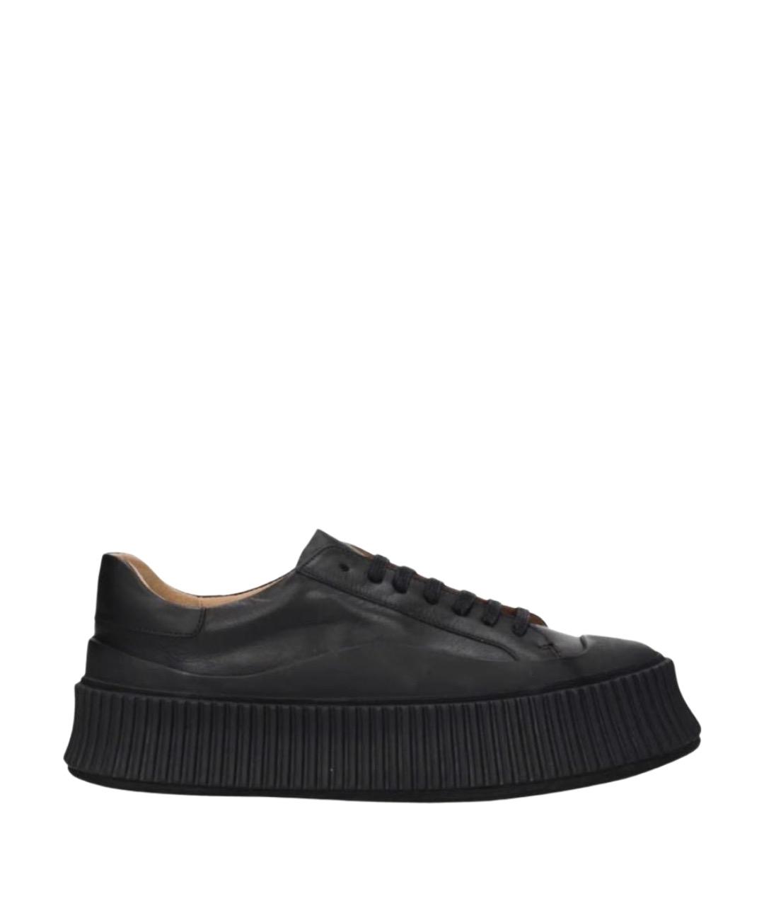 JIL SANDER Черные кожаные кеды, фото 1