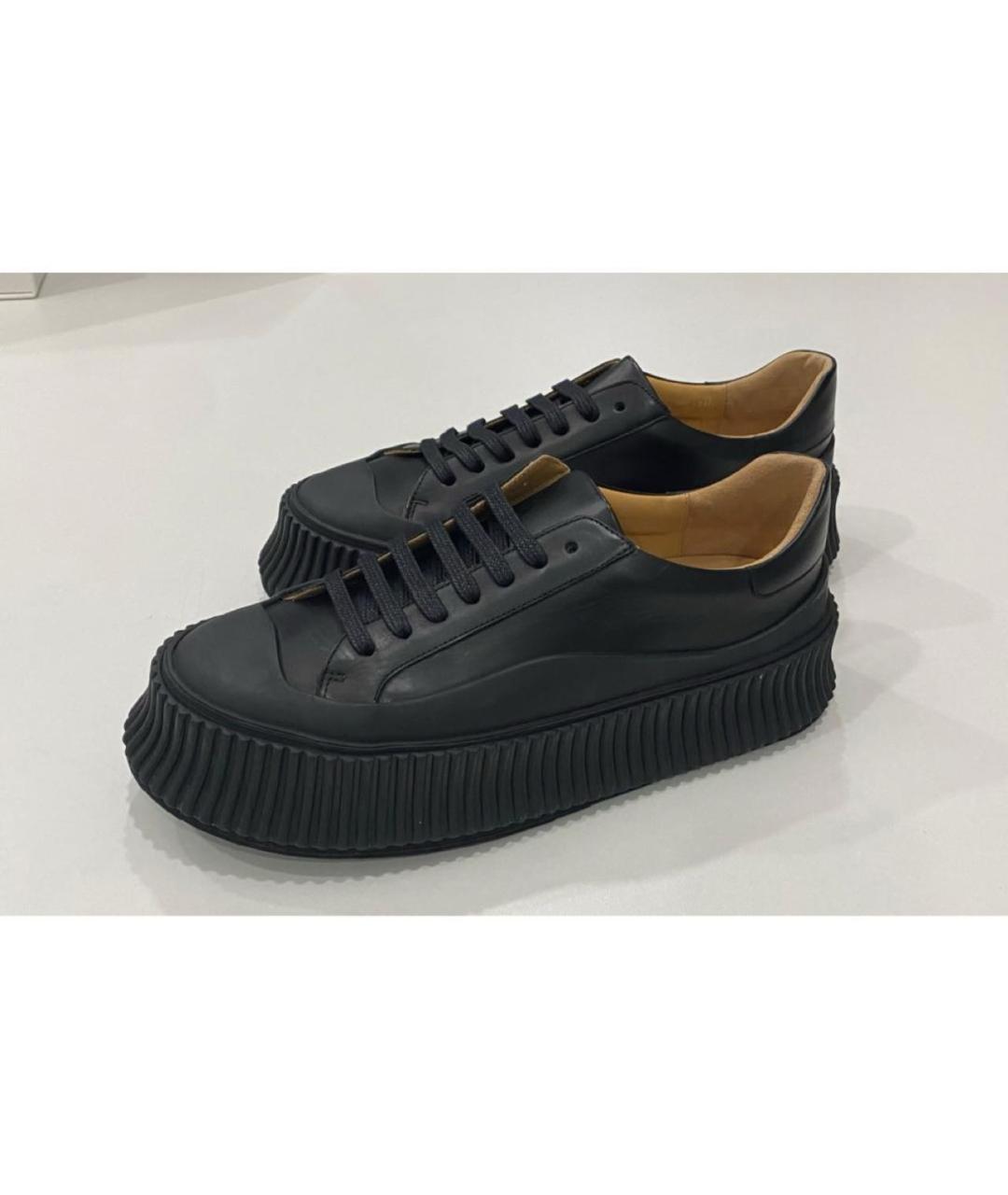 JIL SANDER Черные кожаные кеды, фото 2