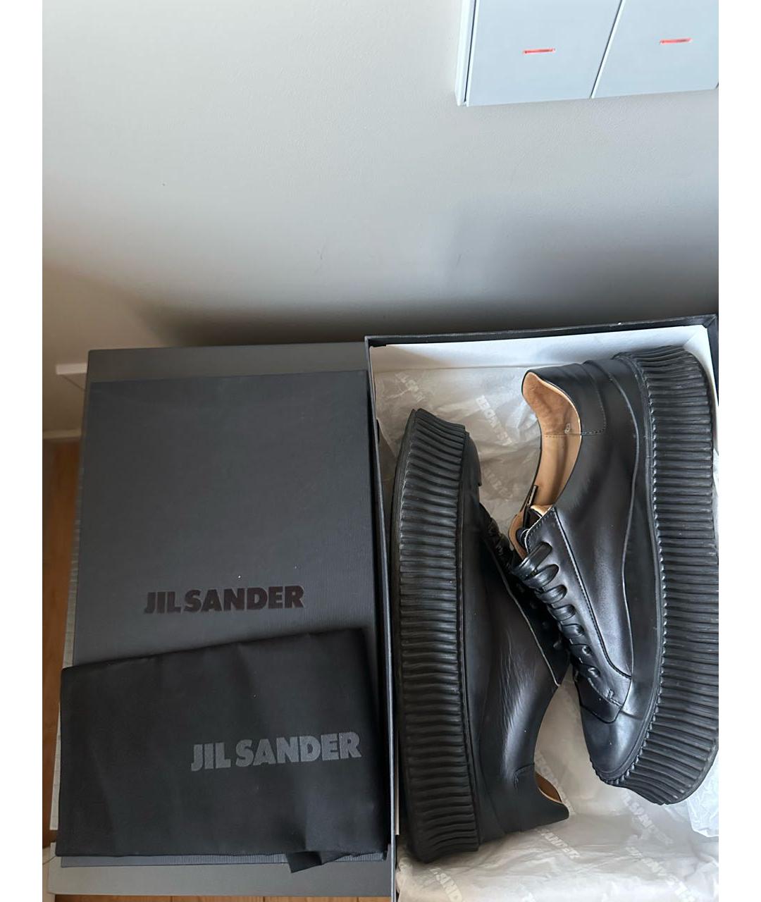 JIL SANDER Черные кожаные кеды, фото 8