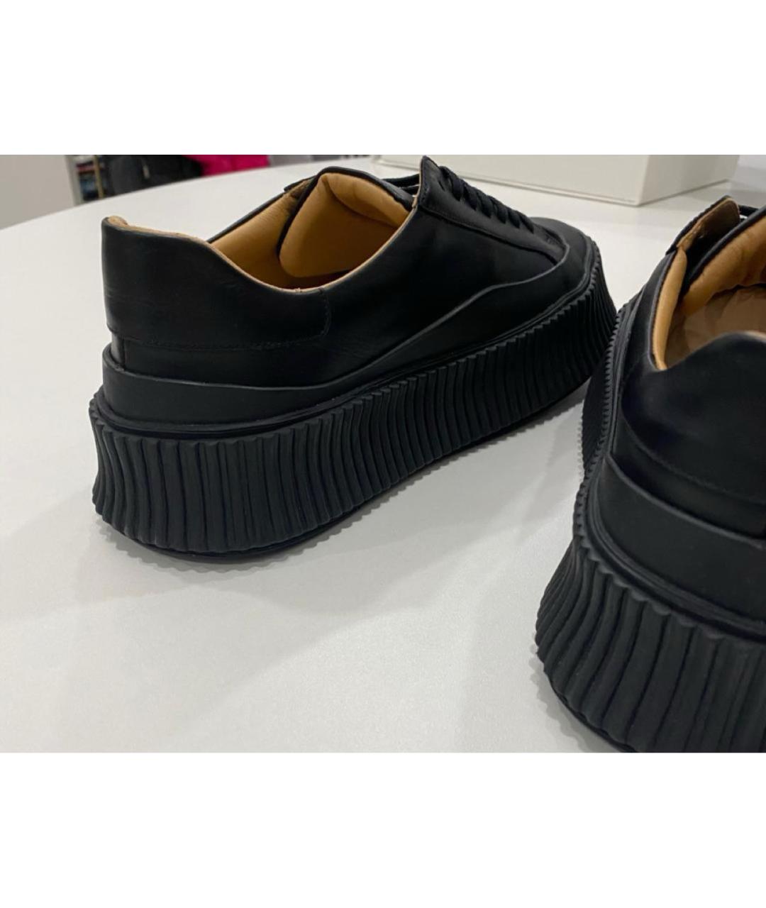 JIL SANDER Черные кожаные кеды, фото 3