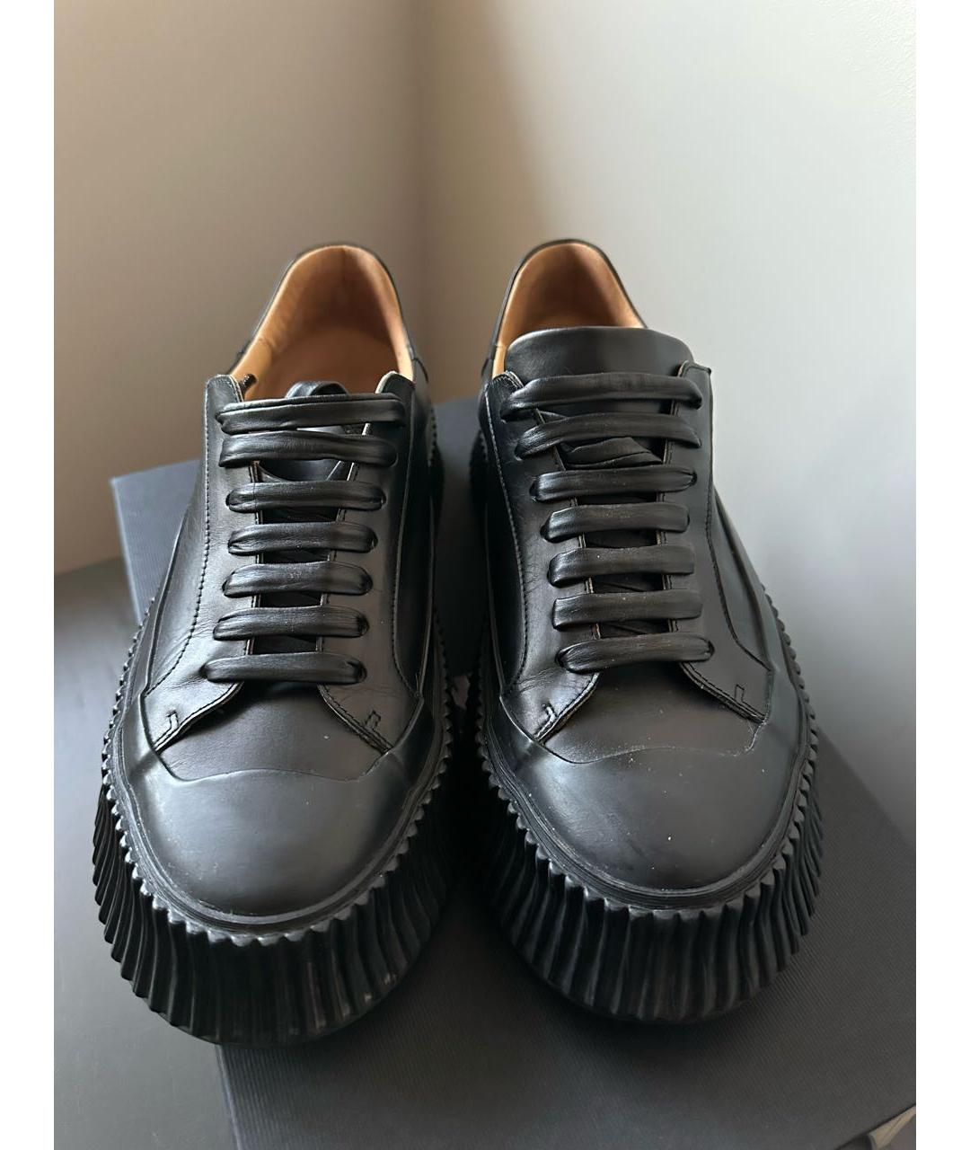 JIL SANDER Черные кожаные кеды, фото 3