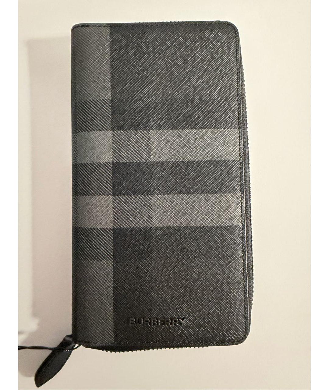 BURBERRY Антрацитовый кожаный кошелек, фото 5