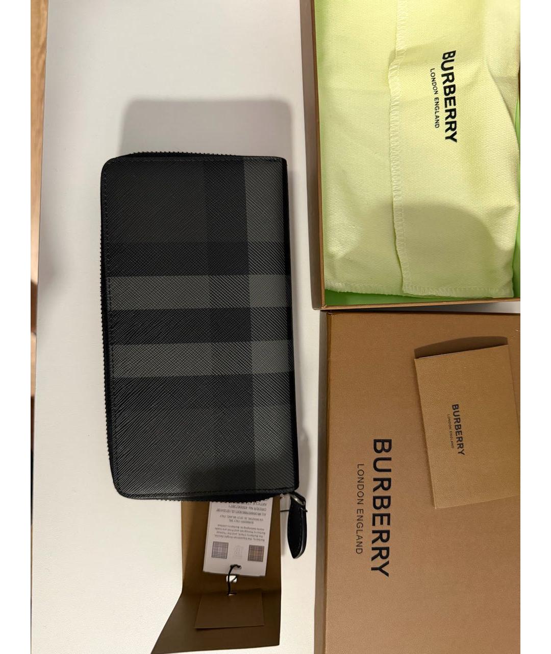 BURBERRY Антрацитовый кожаный кошелек, фото 4