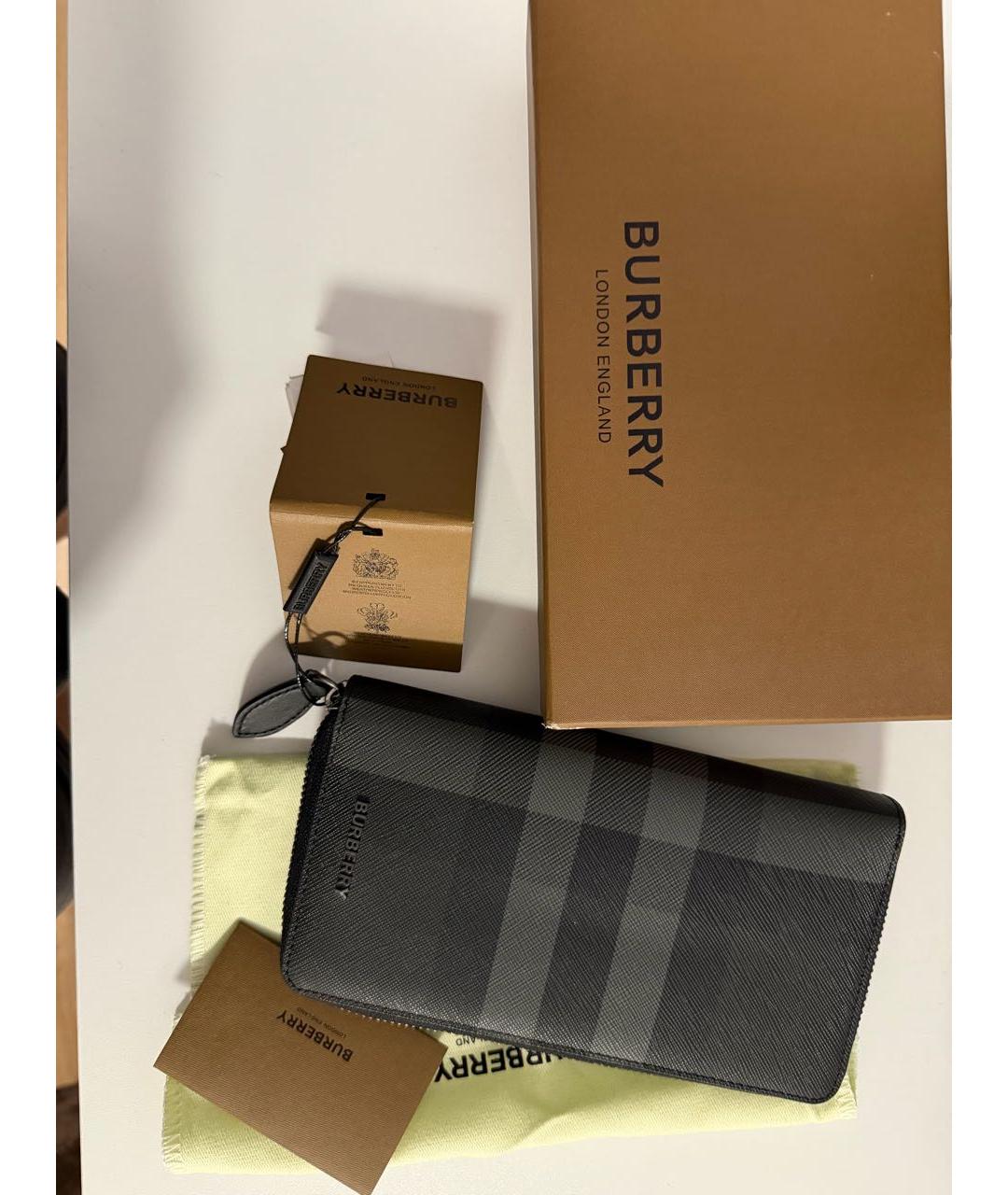 BURBERRY Антрацитовый кожаный кошелек, фото 2
