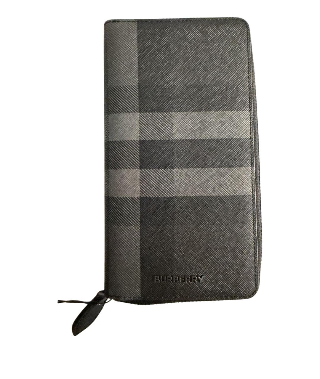BURBERRY Антрацитовый кожаный кошелек, фото 1