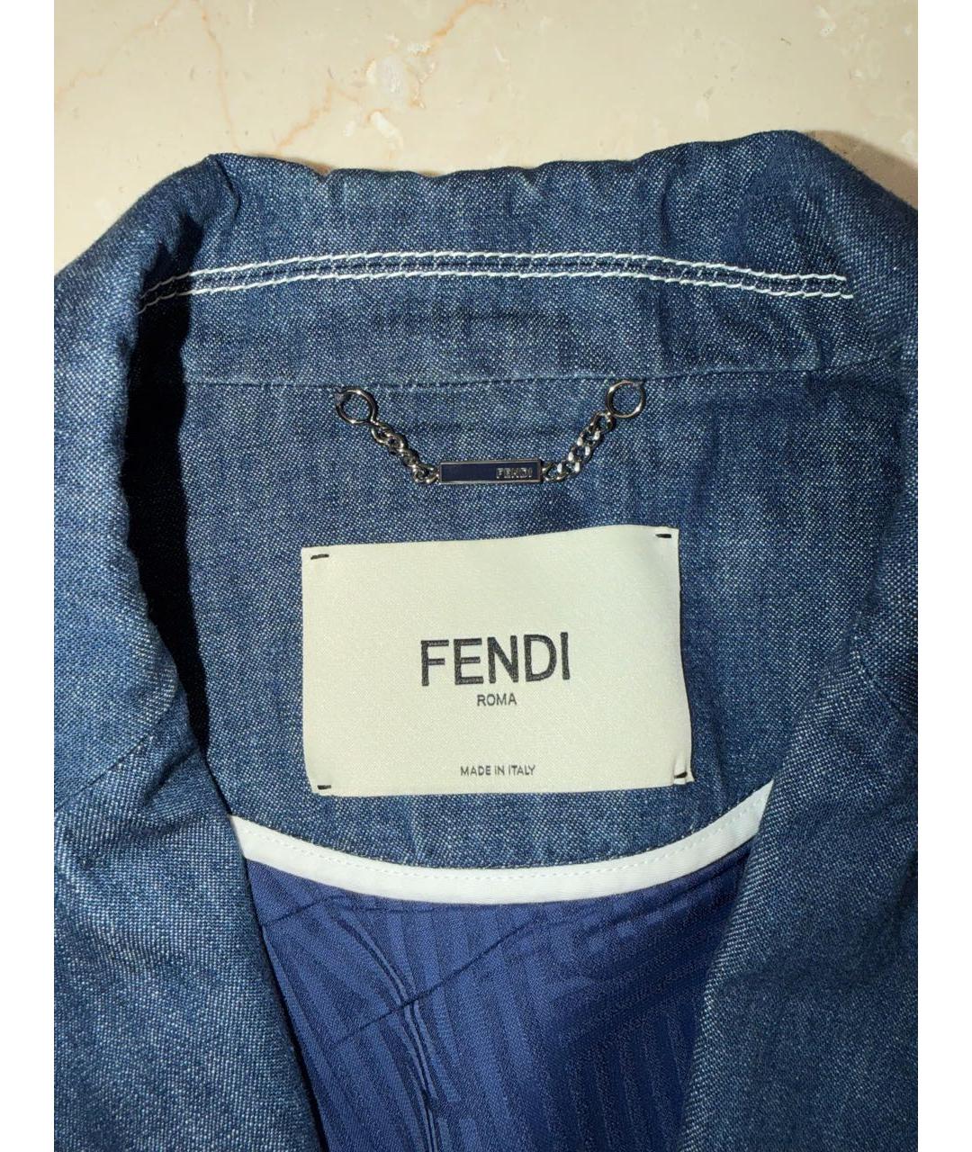 FENDI Темно-синий хлопко-эластановый жакет/пиджак, фото 3