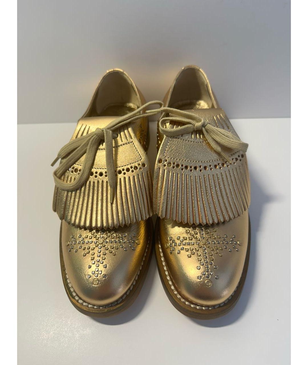 BURBERRY Золотые кожаные туфли, фото 3