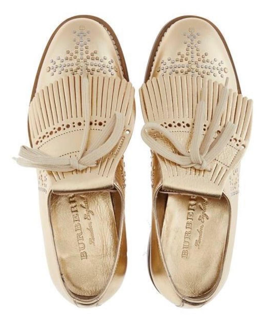 BURBERRY Золотые кожаные туфли, фото 2