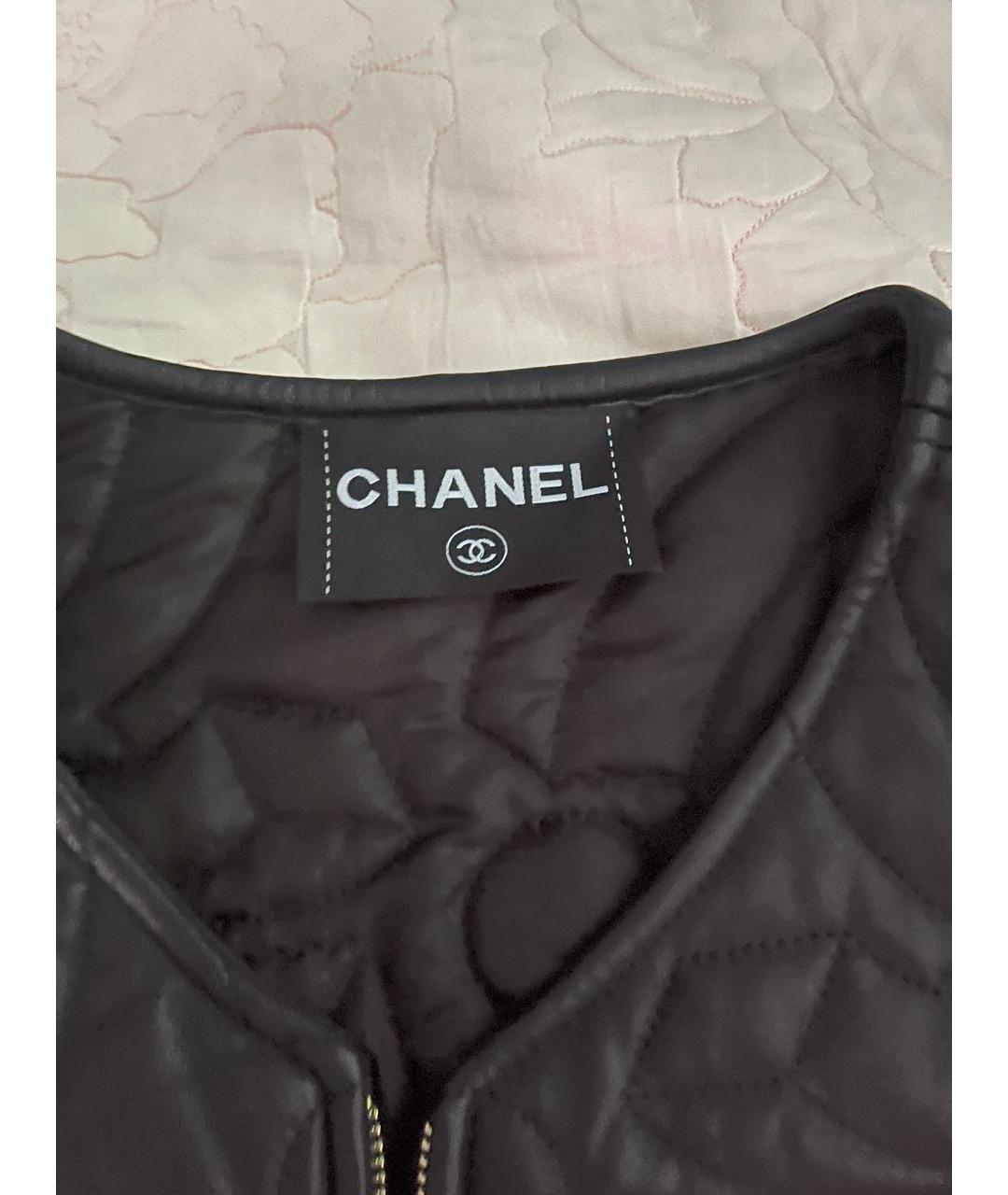 CHANEL Черный кожаный жилет, фото 3