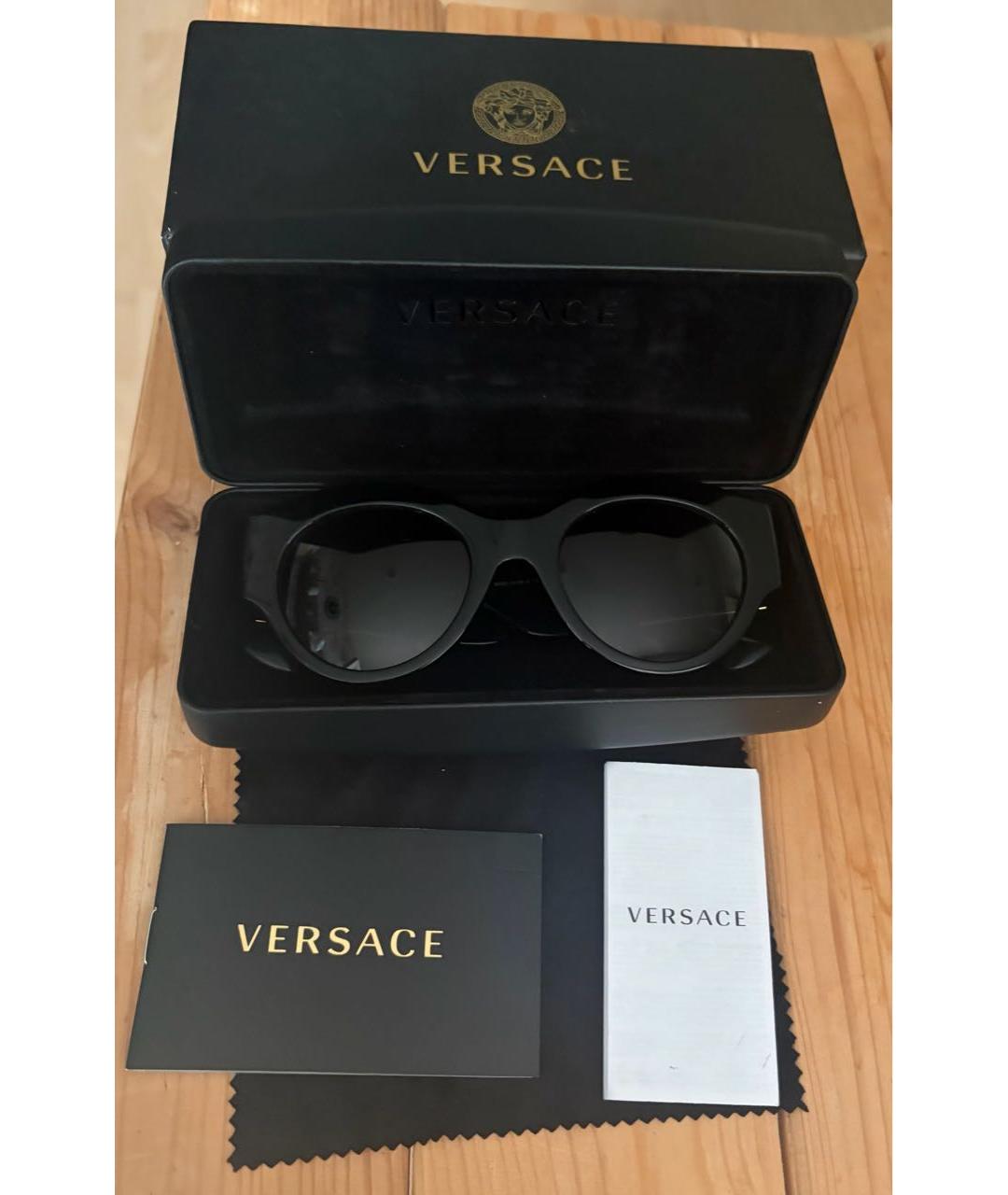 VERSACE Черные пластиковые солнцезащитные очки, фото 4