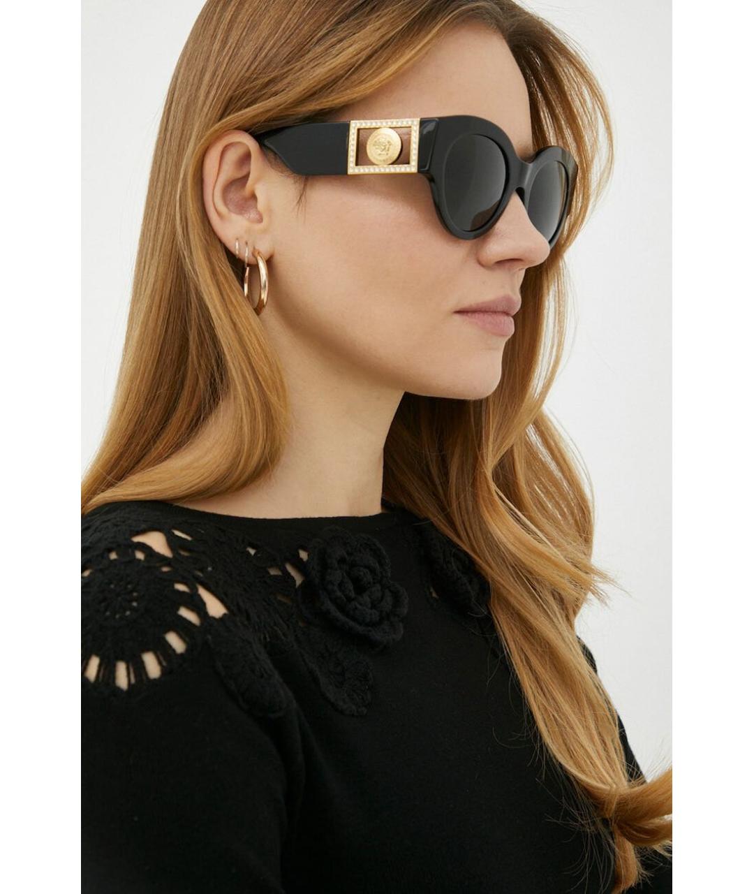 VERSACE Черные пластиковые солнцезащитные очки, фото 6
