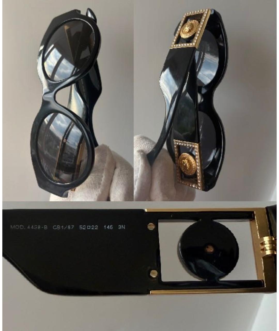 VERSACE Черные пластиковые солнцезащитные очки, фото 3