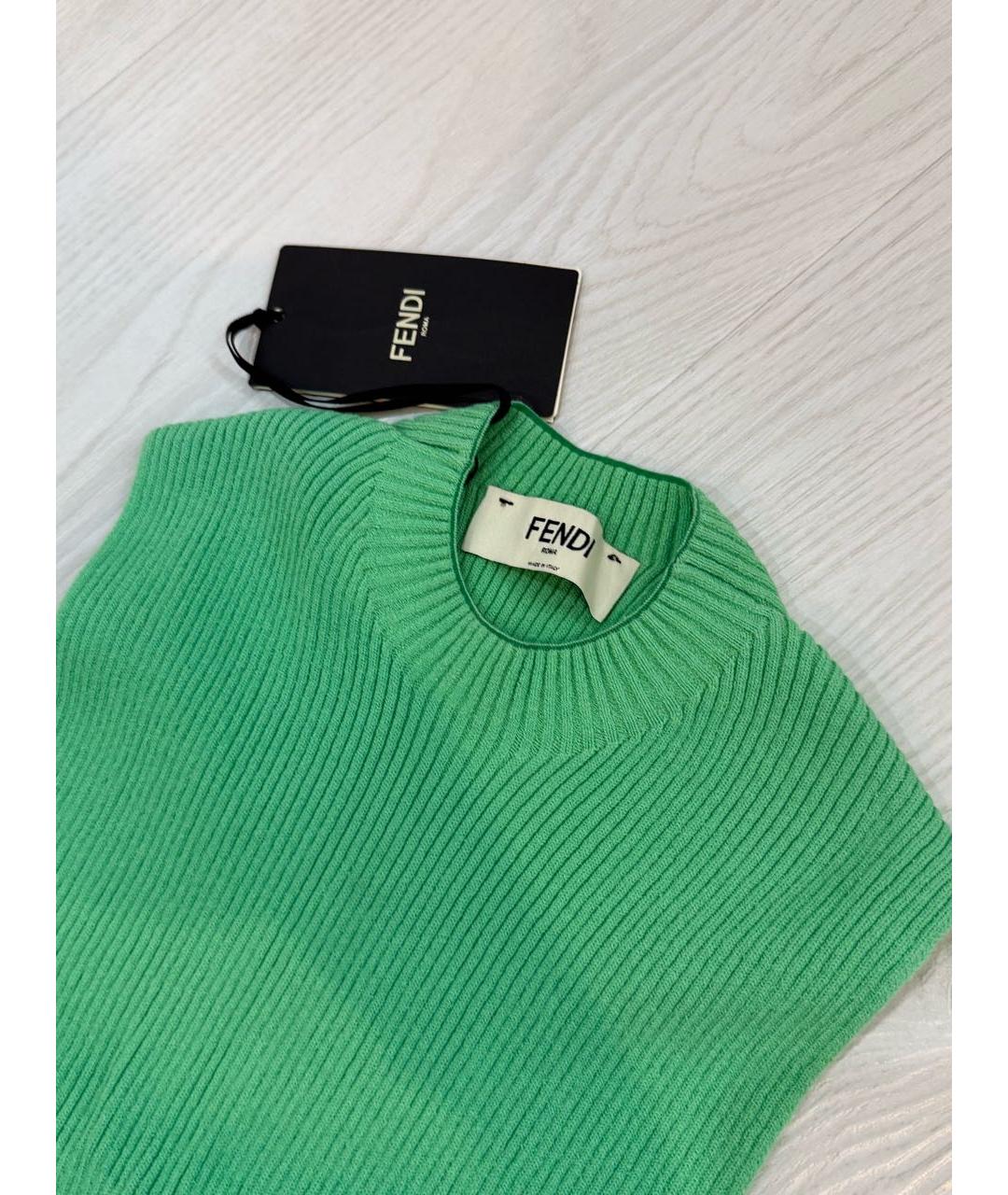 FENDI Зеленое вискозное повседневное платье, фото 3
