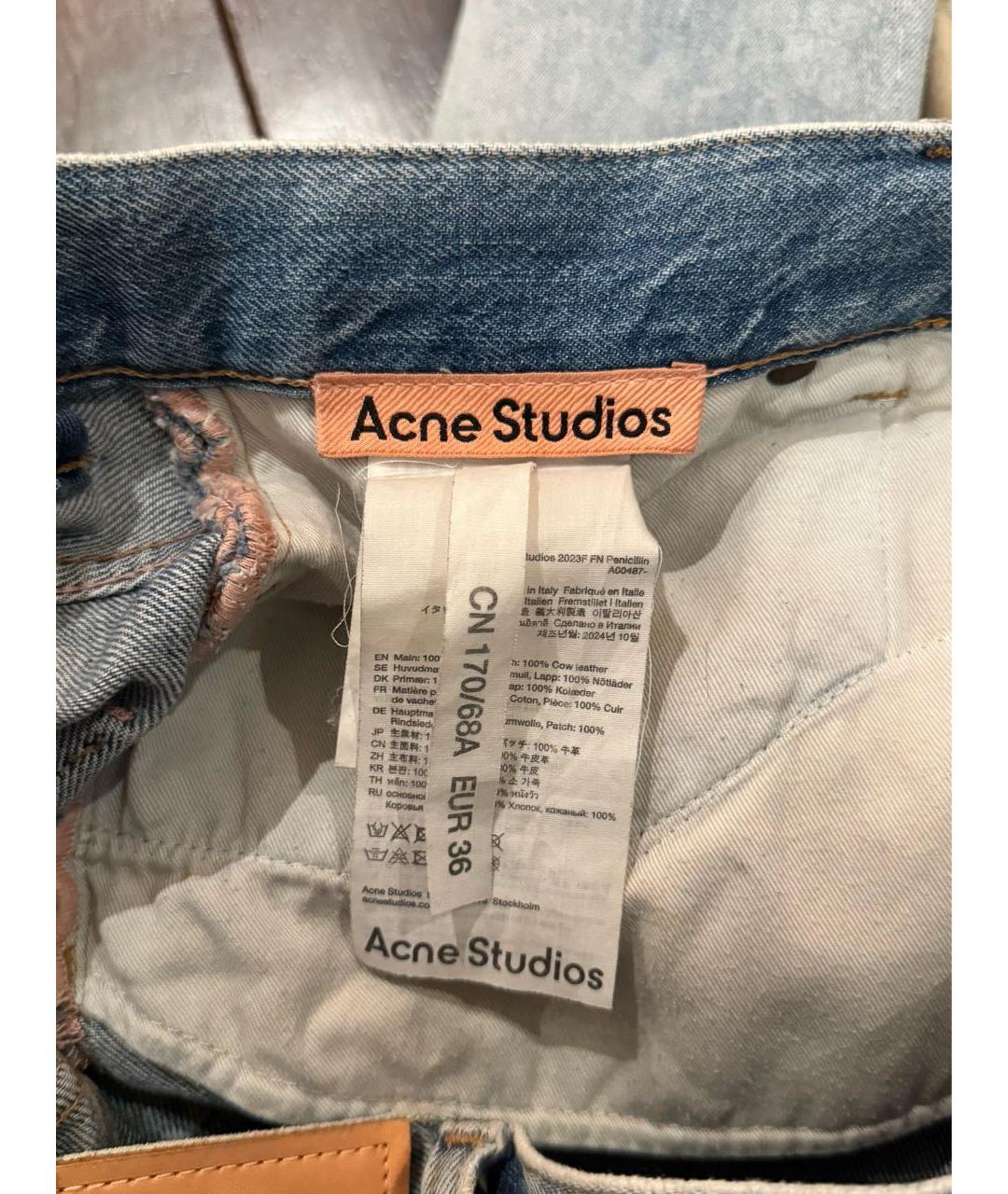 ACNE STUDIOS Голубые хлопковые джинсы, фото 5
