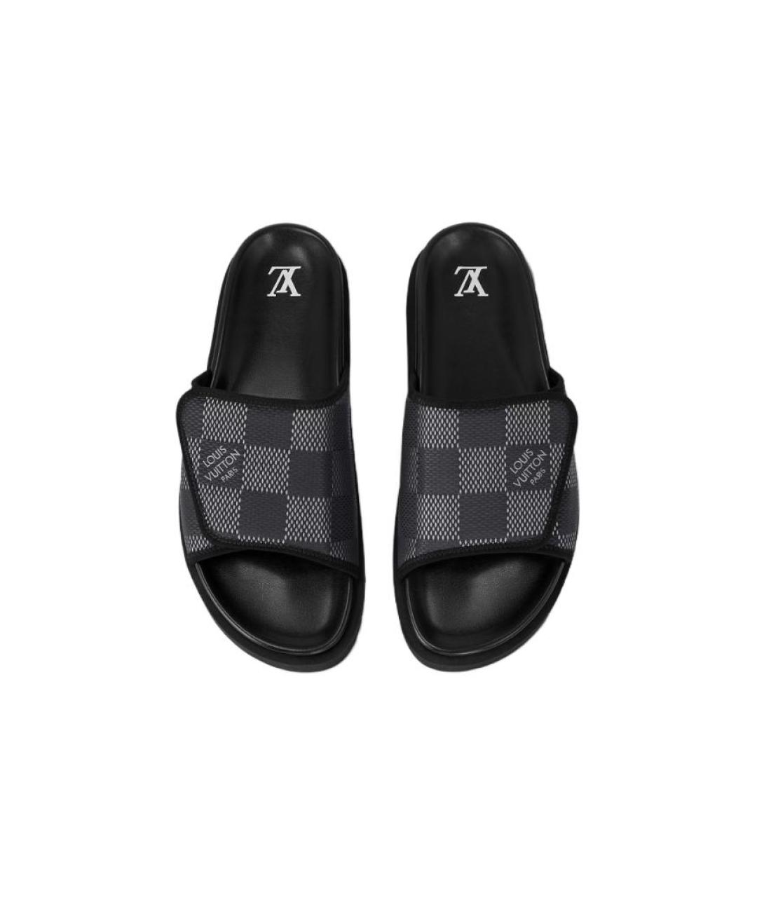 LOUIS VUITTON Черные шлепанцы, фото 5