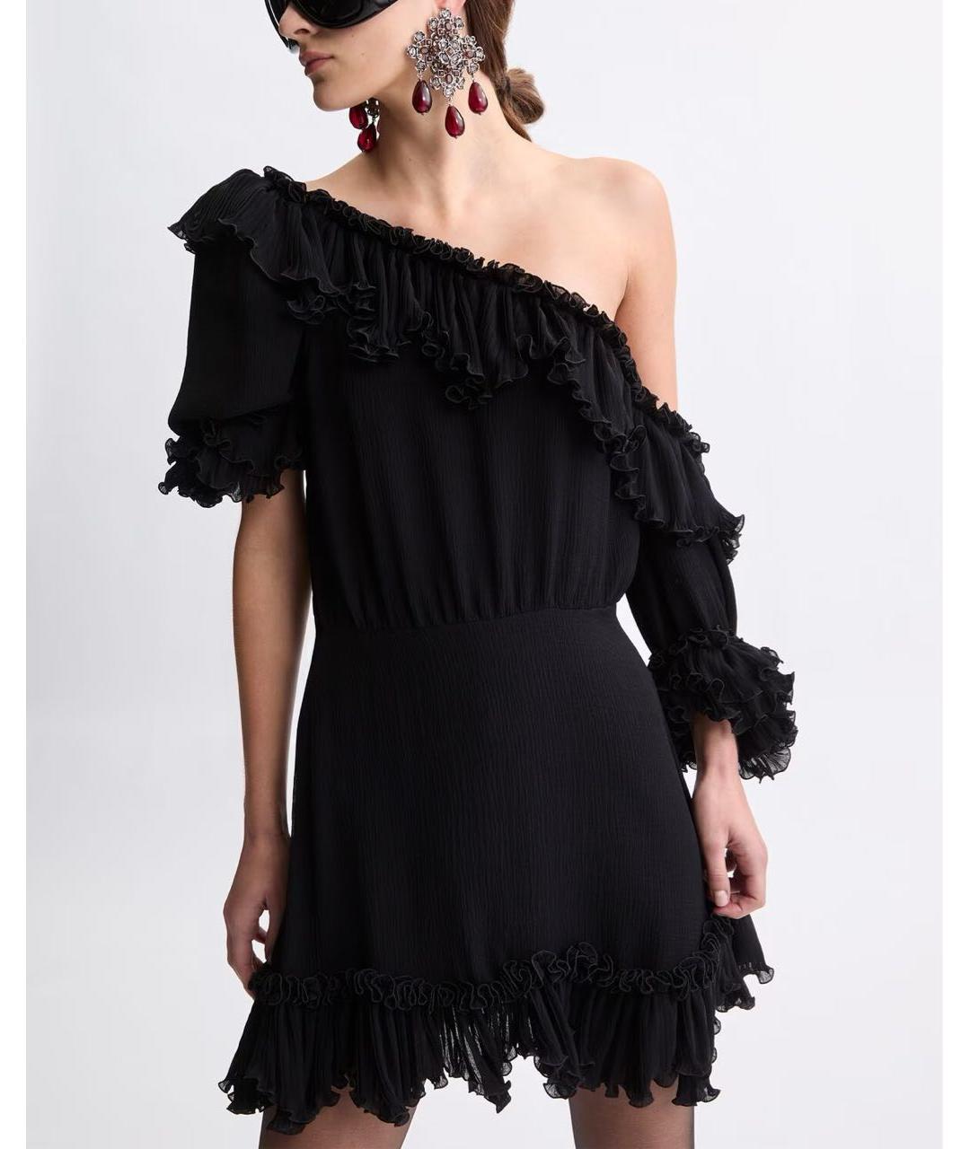 SAINT LAURENT Черное шелковое коктейльное платье, фото 2
