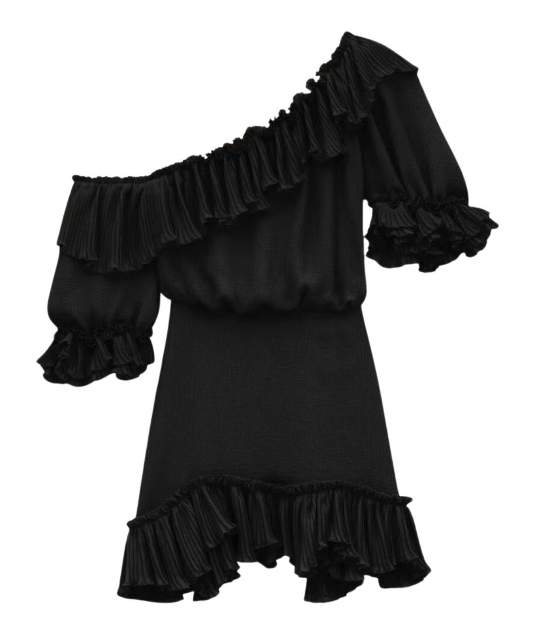 SAINT LAURENT Черное шелковое коктейльное платье, фото 1