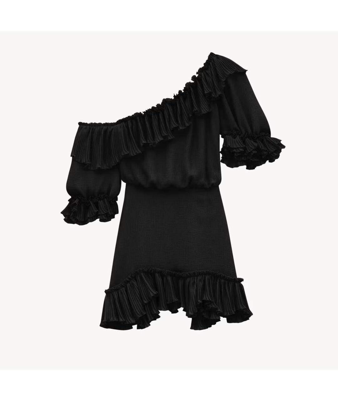 SAINT LAURENT Черное шелковое коктейльное платье, фото 9