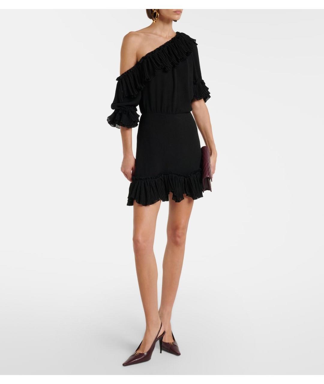 SAINT LAURENT Черное шелковое коктейльное платье, фото 3