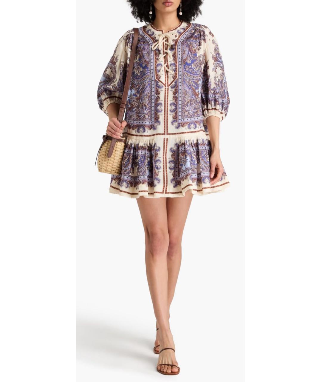 ZIMMERMANN Фиолетовое льняное повседневное платье, фото 5