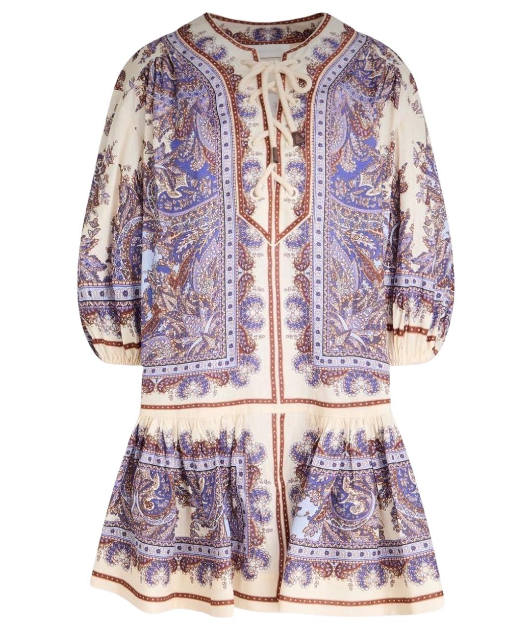 ZIMMERMANN Фиолетовое льняное повседневное платье, фото 1