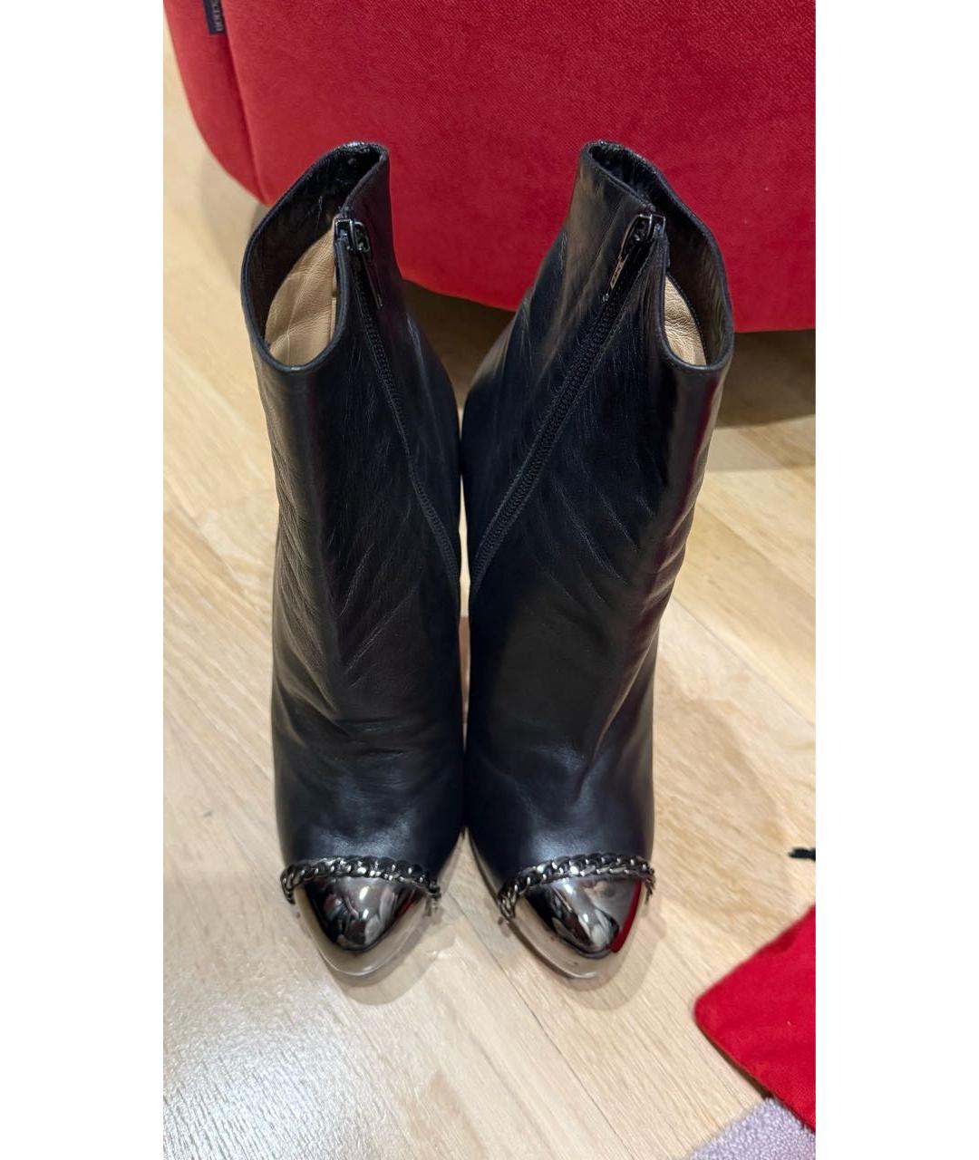 CHRISTIAN LOUBOUTIN Черные кожаные ботильоны, фото 2