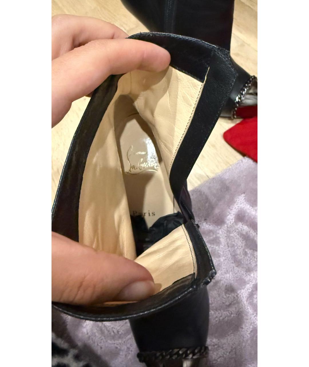 CHRISTIAN LOUBOUTIN Черные кожаные ботильоны, фото 6