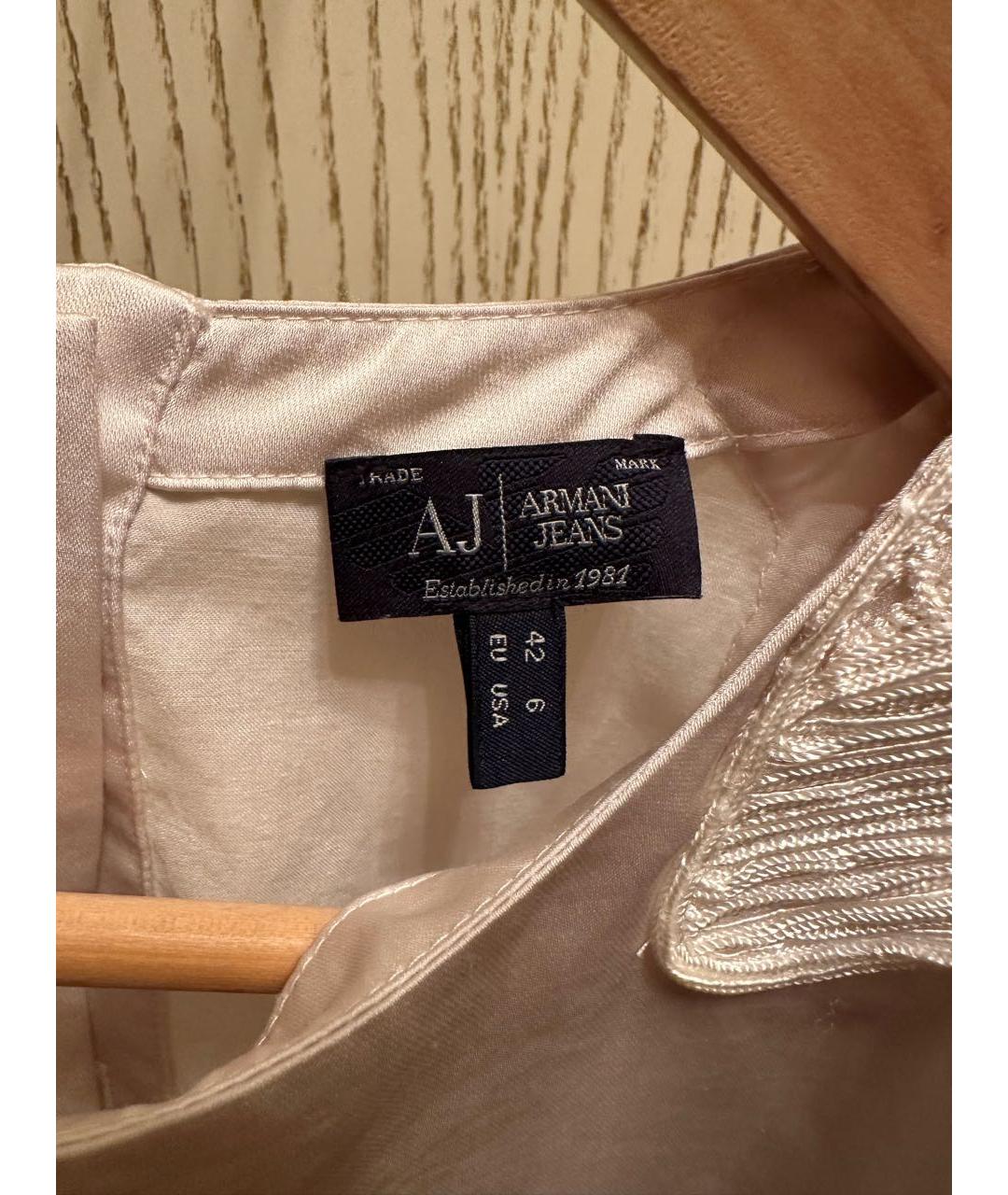 ARMANI JEANS Бежевая полиэстеровая блузы, фото 4