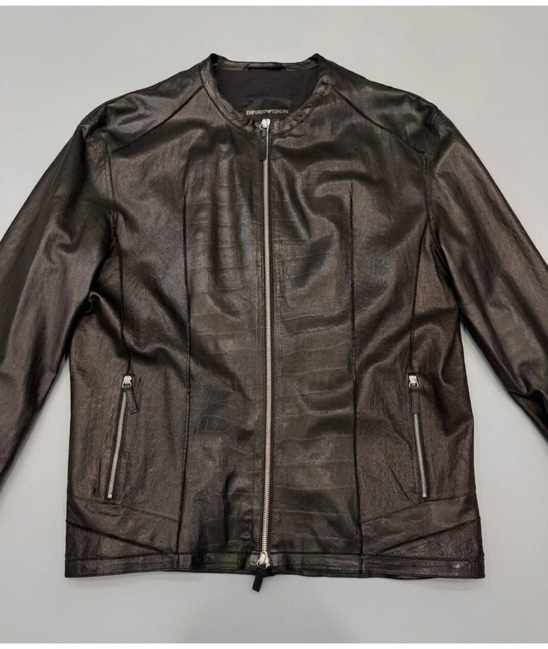 EMPORIO ARMANI Черная кожаная куртка, фото 8