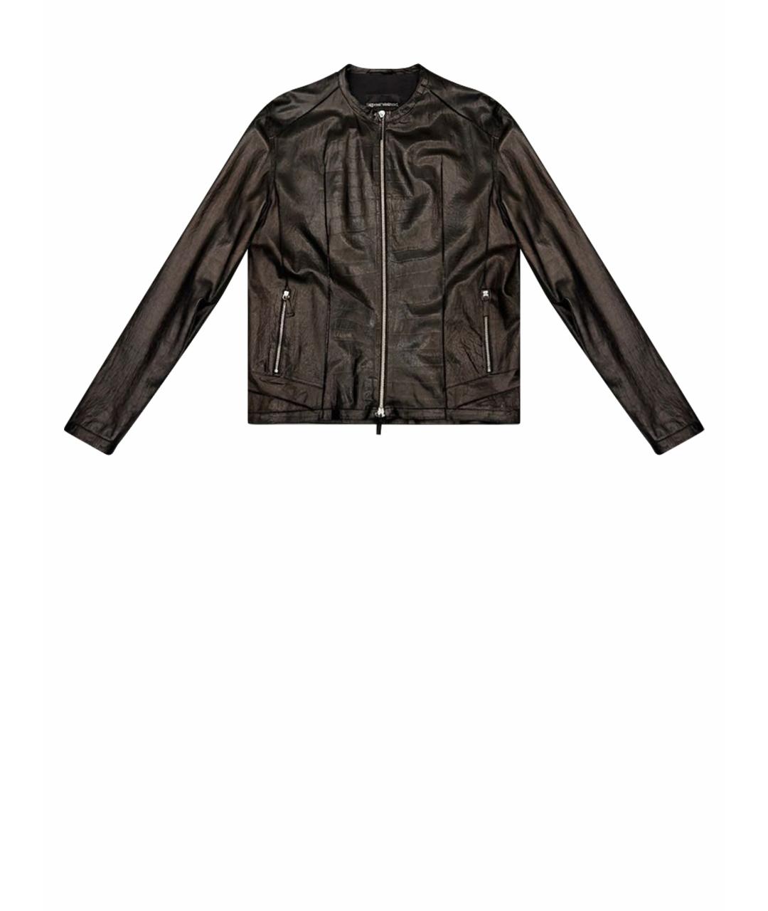 EMPORIO ARMANI Черная кожаная куртка, фото 1